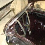 Before and after photographs of a damaged Chevy Impala that was repaired by Elite Paint & Body Shop in West Palm Beach, Florida.